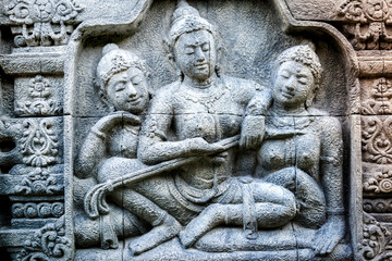Traditional balinese statue. Stone carving.