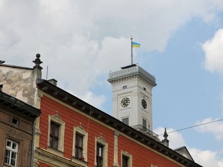 Town Hall tower in Lviv, Ukraine