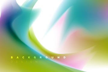 Obraz premium Holographic paint explosion design, fluid colors flow, colorful storm. Liquid mixing colours motion concept, trendy abstract background layout template for business presentation, app wallpaper banner