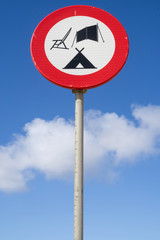 Dutch road sign: forbidden objects at the beach