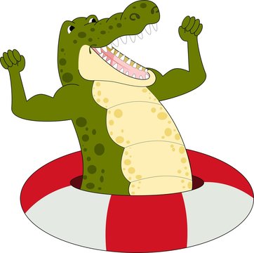 illustration of Cartoon strong crocodile raster