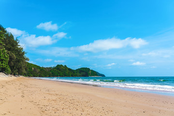 Beautiful Tropical Beach blue ocean background Summer view Sunshine at Sand and Sea Asia Beach Thailand Destinations 