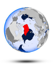 Greenland on globe