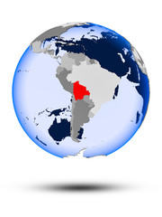 Bolivia on globe