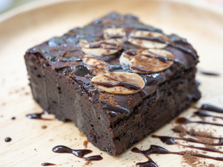 Homemade dark chocolate brownies on dish 4