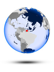 Suriname on globe