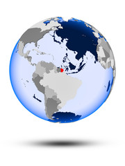French Guiana on globe