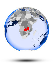 Zambia on globe