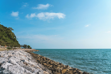 Beautiful Tropical Beach blue ocean background Summer view Sunshine at Sand and Sea Asia Beach Thailand Destinations 