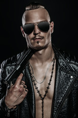 serious gangster man