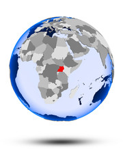 Uganda on globe