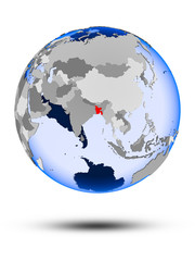 Bangladesh on globe