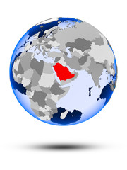 Saudi Arabia on globe
