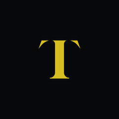 Simple Luxury Letter T Initial With Gold and Black color logo