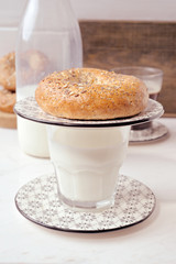 classic rustic breakfast on marble stone