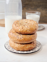 classic rustic breakfast on marble stone