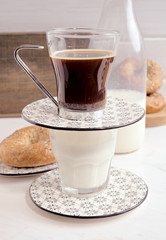 classic rustic breakfast on marble stone