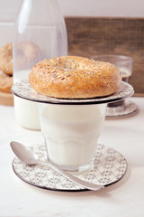 classic rustic breakfast on marble stone
