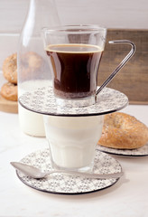 classic rustic breakfast on marble stone