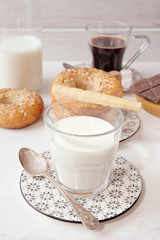 classic rustic breakfast on marble stone