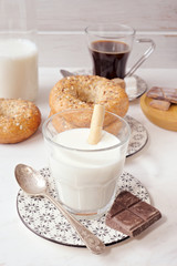 classic rustic breakfast on marble stone