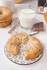 classic rustic breakfast on marble stone