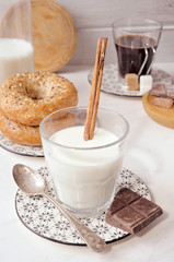 classic rustic breakfast on marble stone