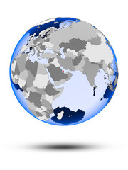 Qatar on globe