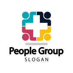 Group people logo handshake in a circle,Teamwork icon.vector illustrator