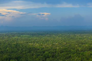 Aerial mountain view on the plane