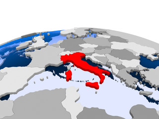 Italy on political globe