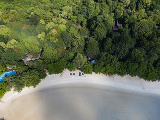 Aerial view of the sea and mountains of Koh Samet, Thailand.