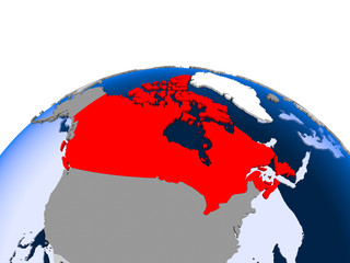 Obraz premium Canada on political globe