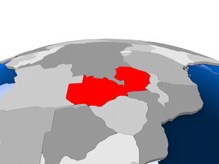 Zambia on political globe