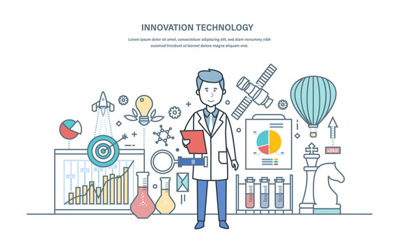 Innovation technology. Introduction of research solutions, scientific works, creative thinking.