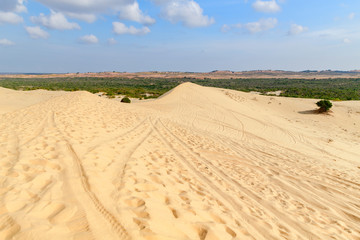 Fototapeta na wymiar Landscape of white sand dune desert