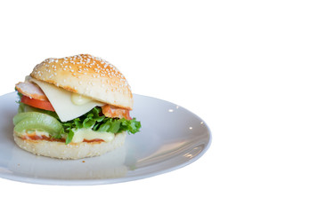 Hamburger on isolated white background.