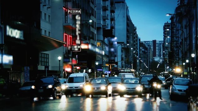 The Street that Never Sleeps. Corrientes Avenue, in Buenos Aires (Argentina). 