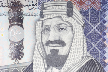 Five Hundred Saudi Riyal close up with selective focus