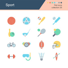 Sport icons. Flat design collection 26. For presentation, graphic design, mobile application, web design, infographics.