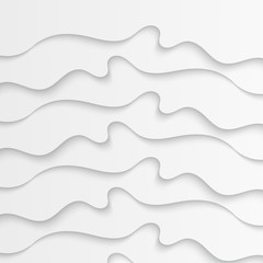 Abstract paper cut background. Wavy white illustration.