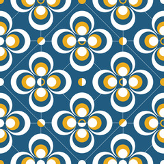 colorful geometric shapes composition on dark blue background 