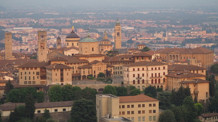 Fototapeta na wymiar Bergamo. One of the beautiful city in Italy. Landscape on the old town from Saint Vigilio hill