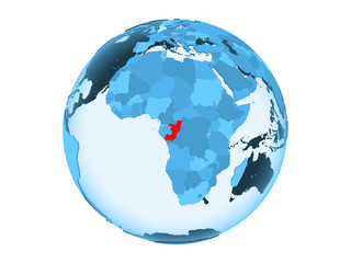 Congo on blue globe isolated