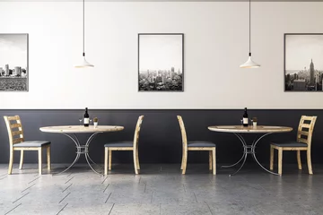 Peel and stick wall murals Restaurant hipster wooden cafe interior