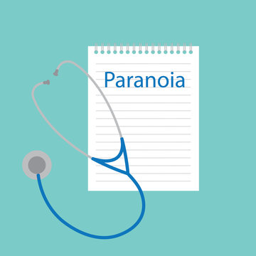 paranoia written in a notebook- vector illustration