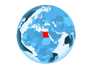 Egypt on blue globe isolated