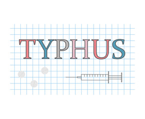 typhus word on checkered paper sheet- vector illustration