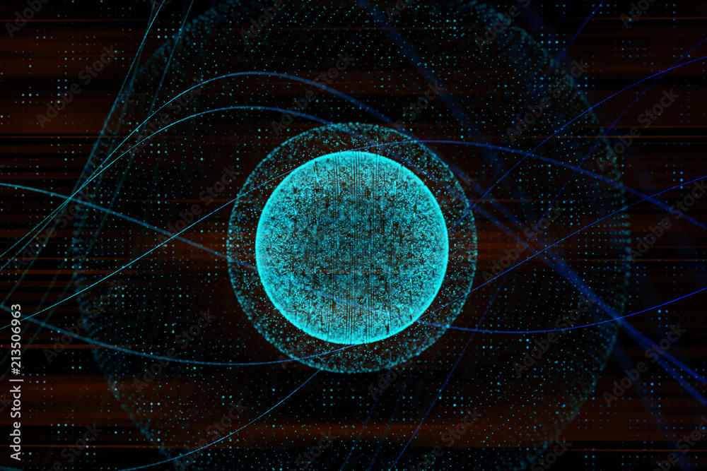Poster abstract dotwork halftone sphere