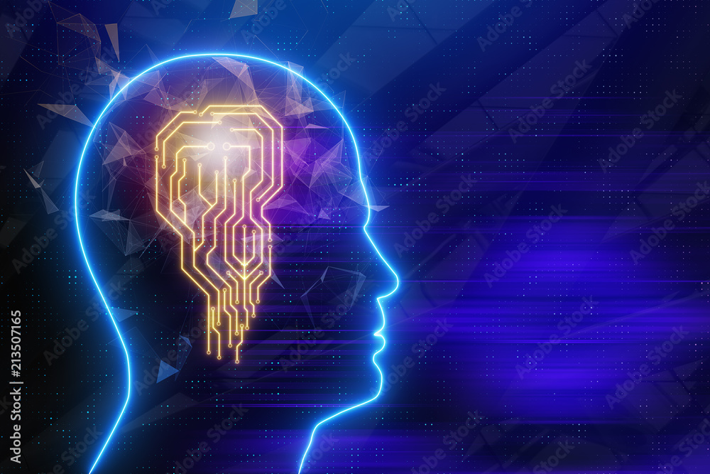 Poster computer circuit board brain
